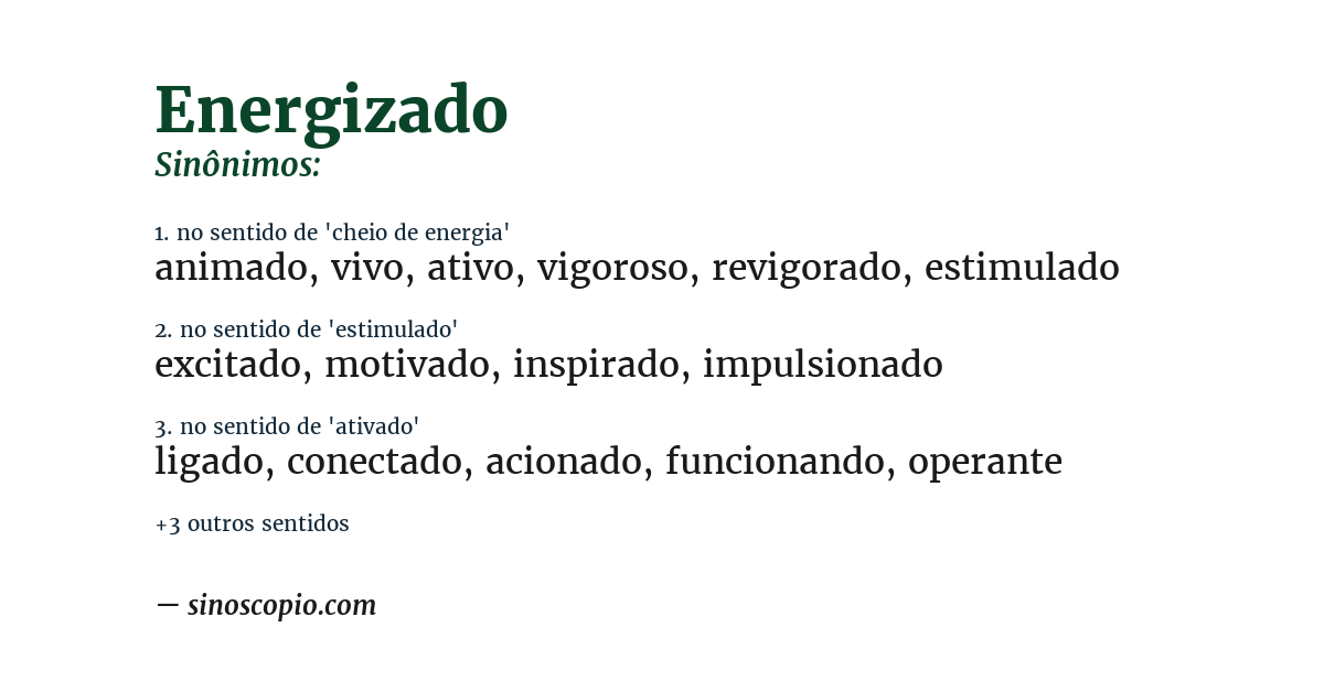 Sinônimo de energizado