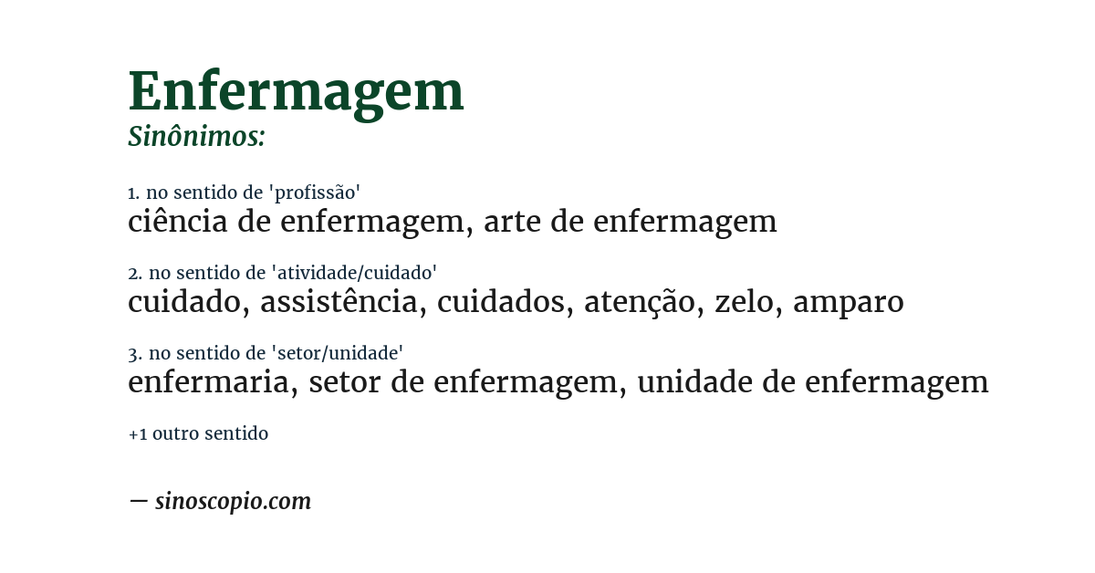 Sinônimo de enfermagem
