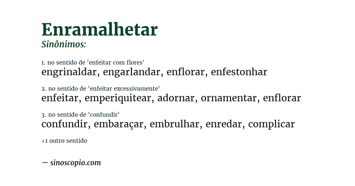 Sinônimo de enramalhetar