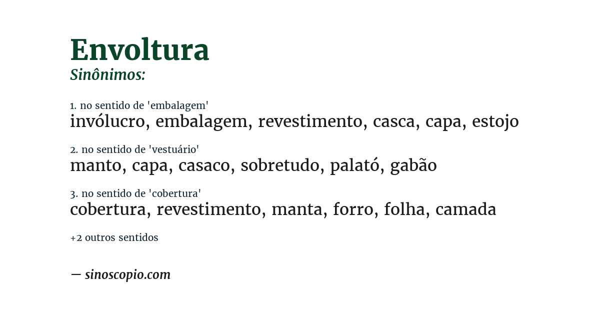 Sinônimo de envoltura