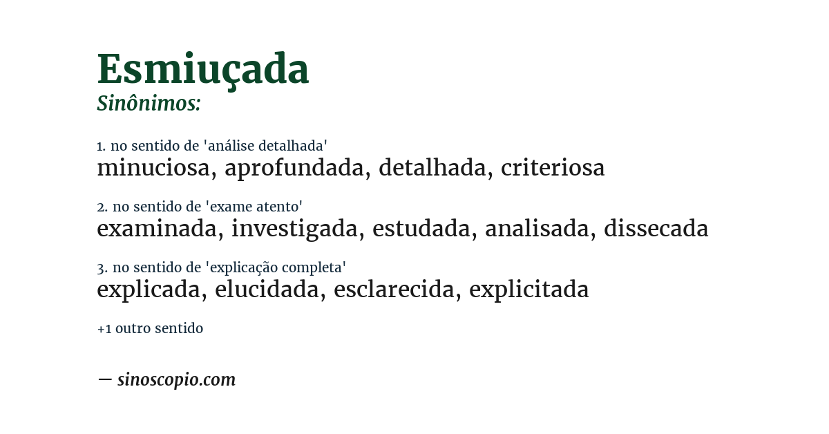 Sinônimo de esmiuçada