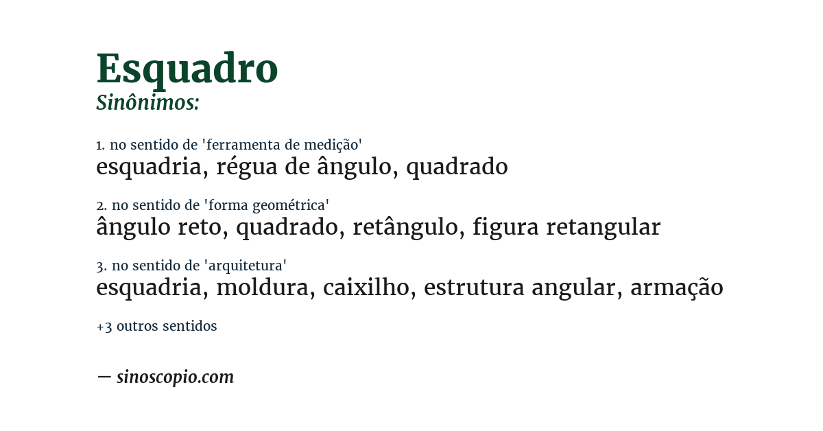 Sinônimo de esquadro