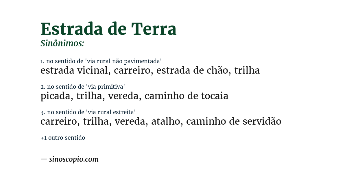 Sinônimo de estrada de terra