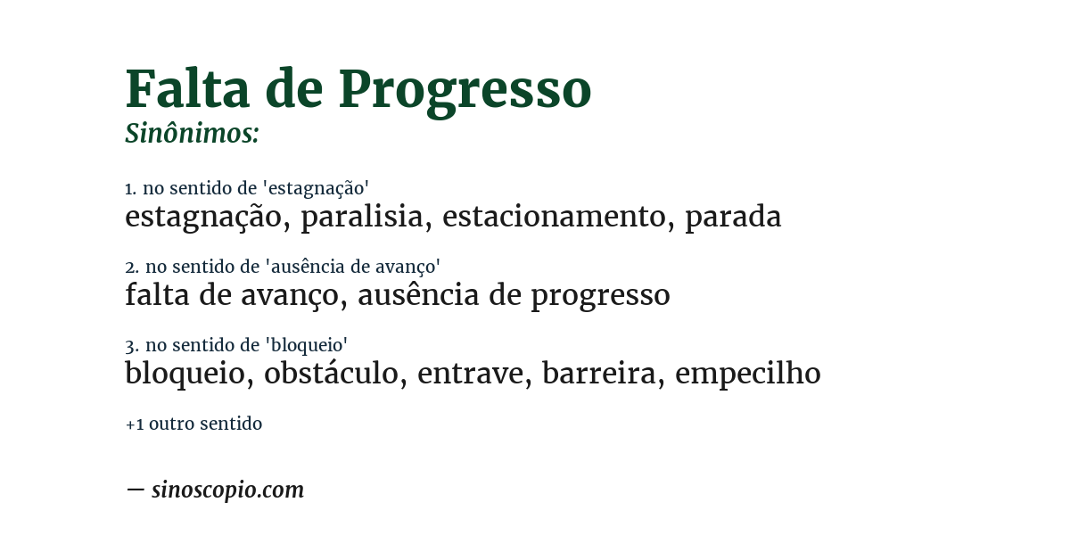 Sinônimo de falta de progresso
