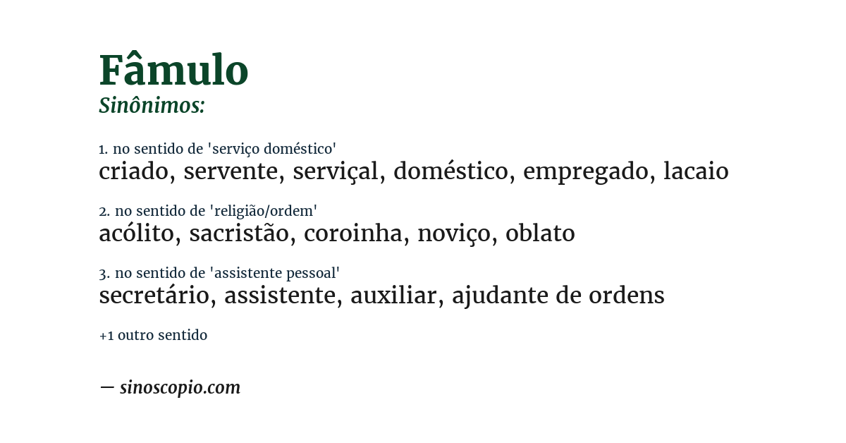 Sinônimo de fâmulo