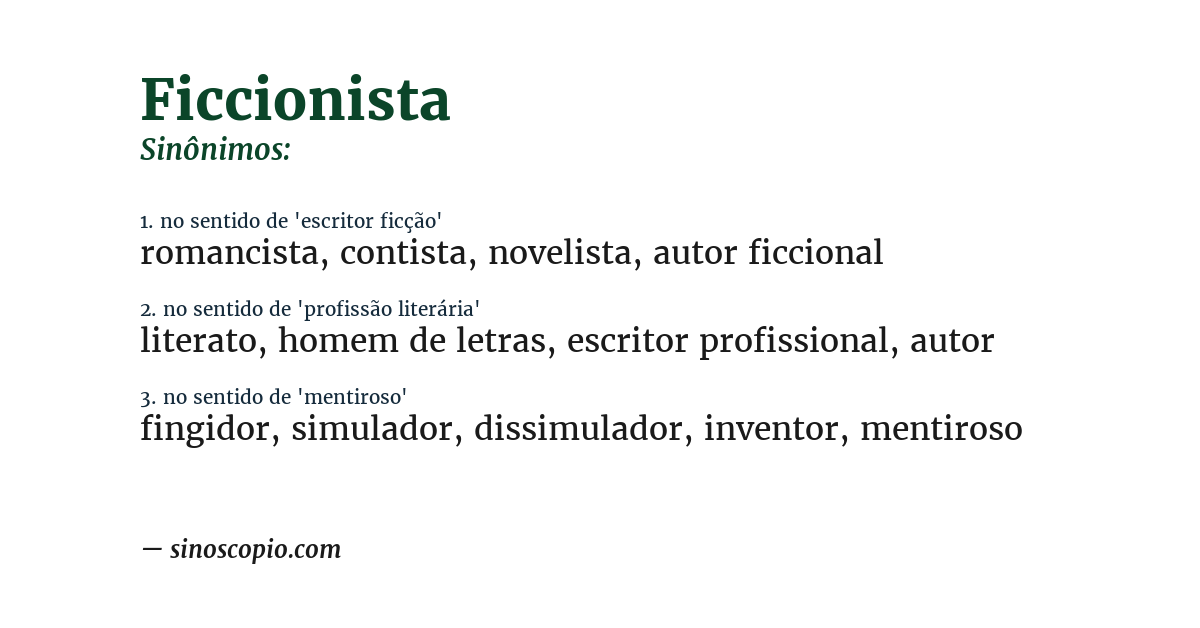Sinônimo de ficcionista