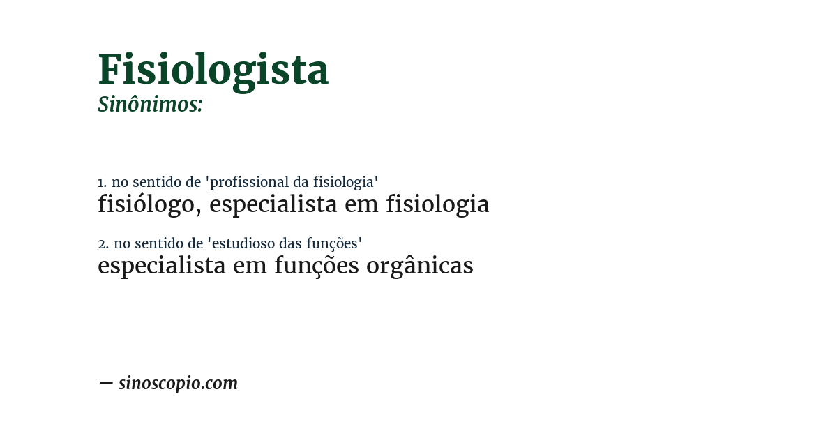 Sinônimo de fisiologista