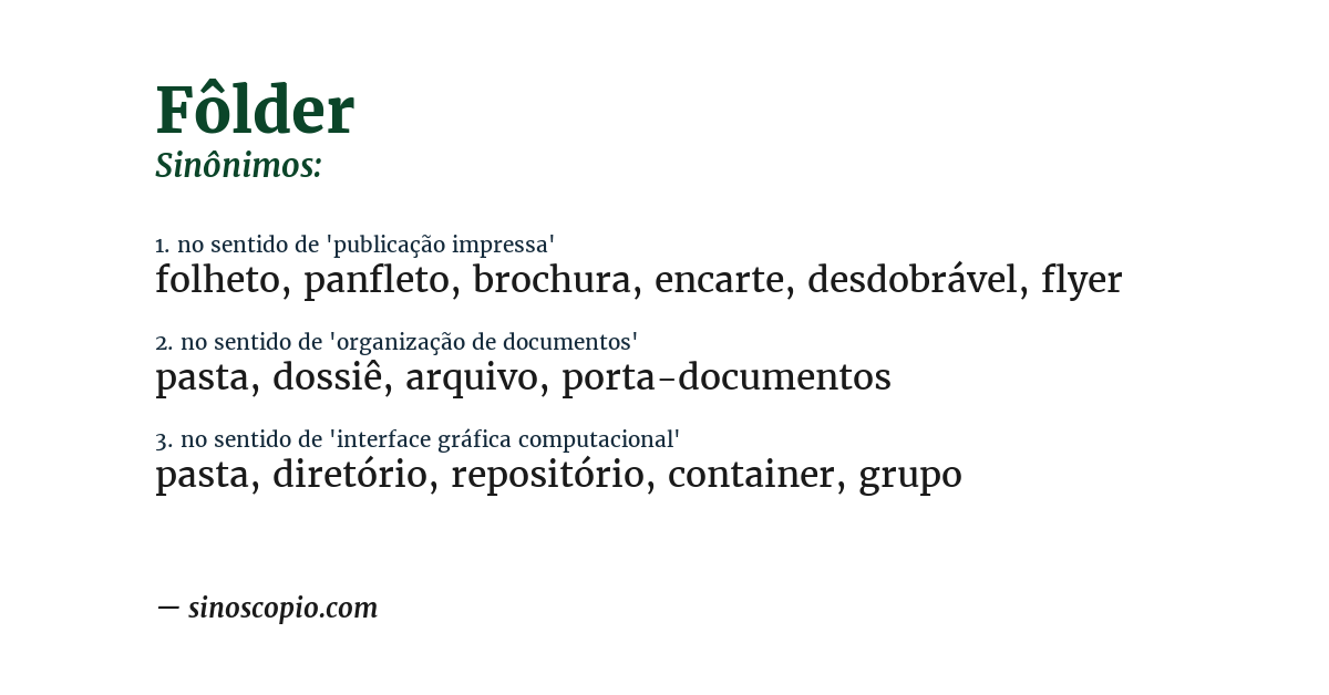 Sinônimo de fôlder