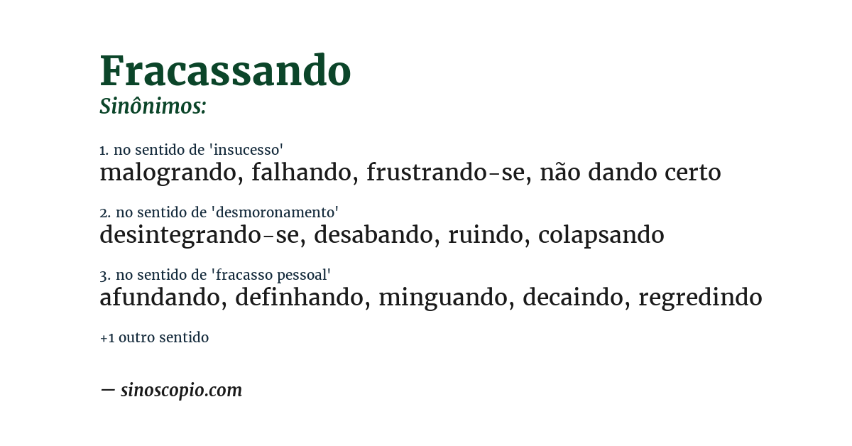Sinônimo de fracassando