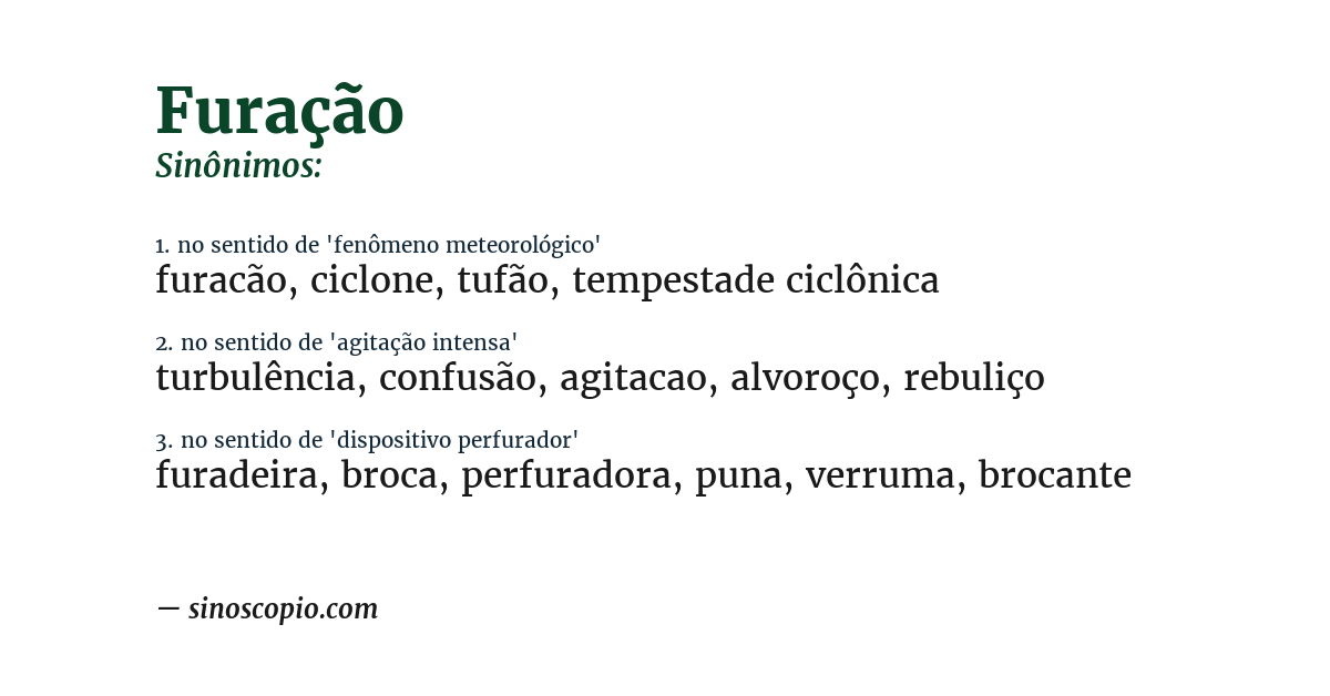 Sinônimo de furação