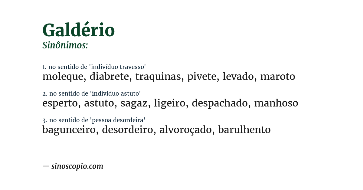 Sinônimo de galdério
