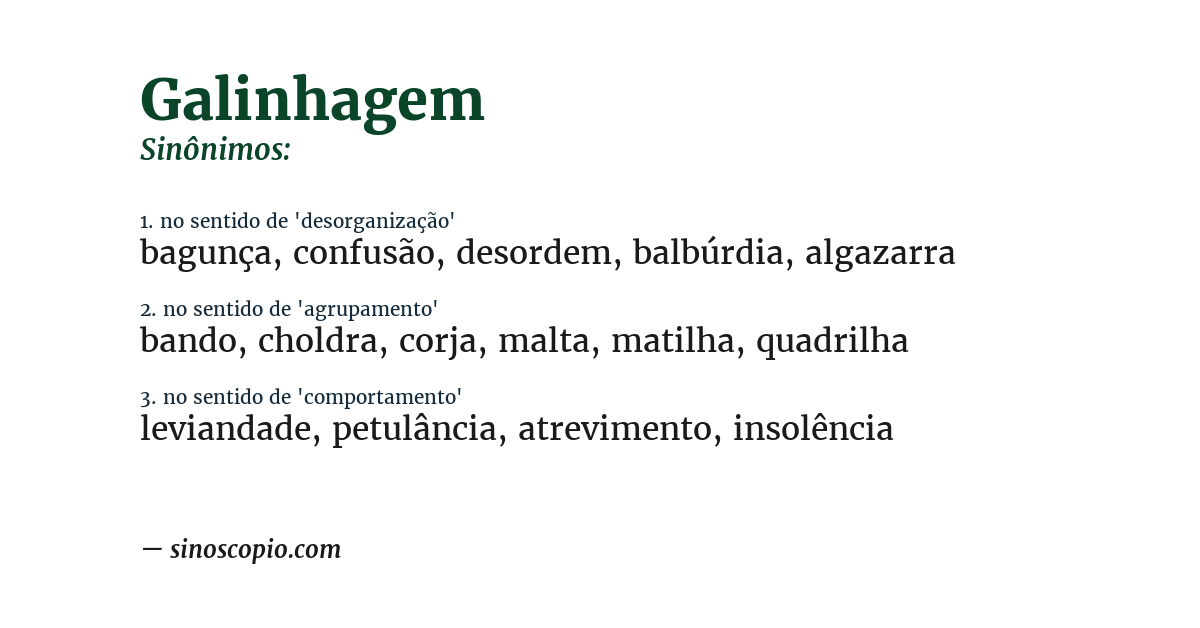 Sinônimo de galinhagem