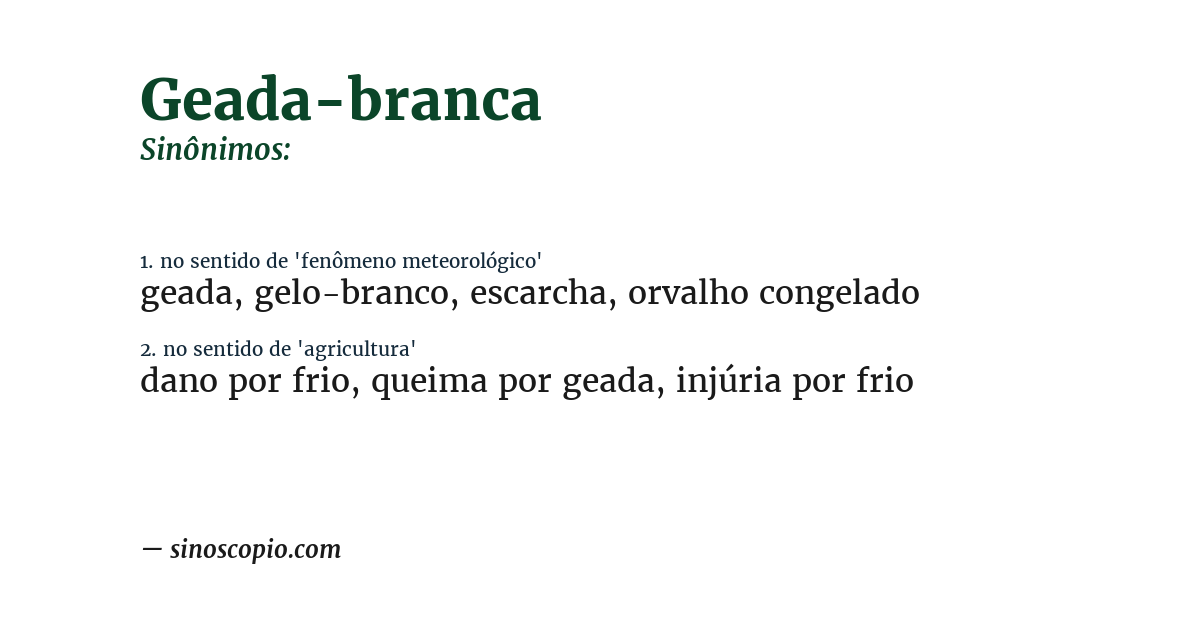 Sinônimo de geada-branca