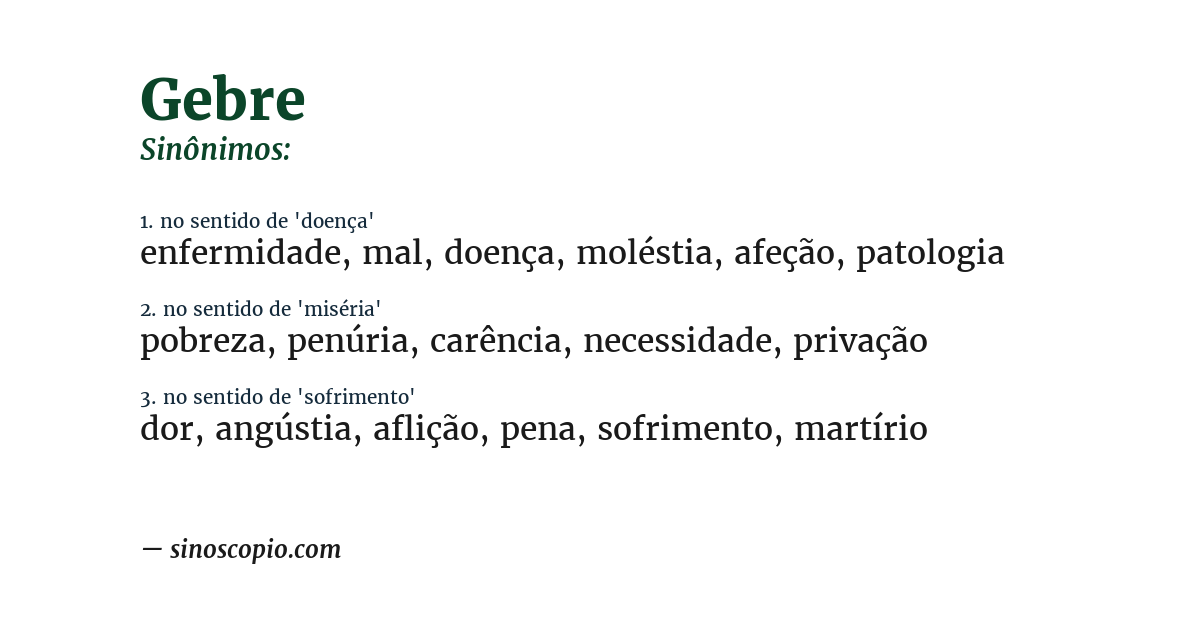 Sinônimo de gebre