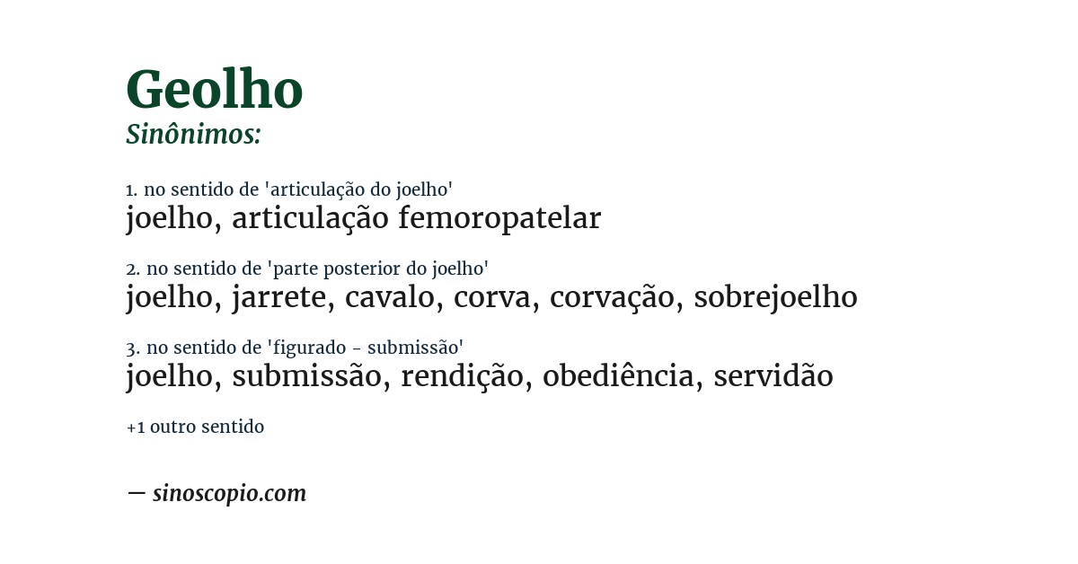 Sinônimo de geolho