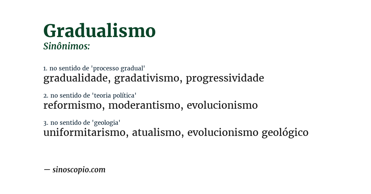 Sinônimo de gradualismo