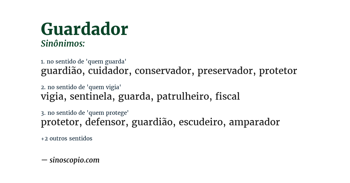 Sinônimo de guardador