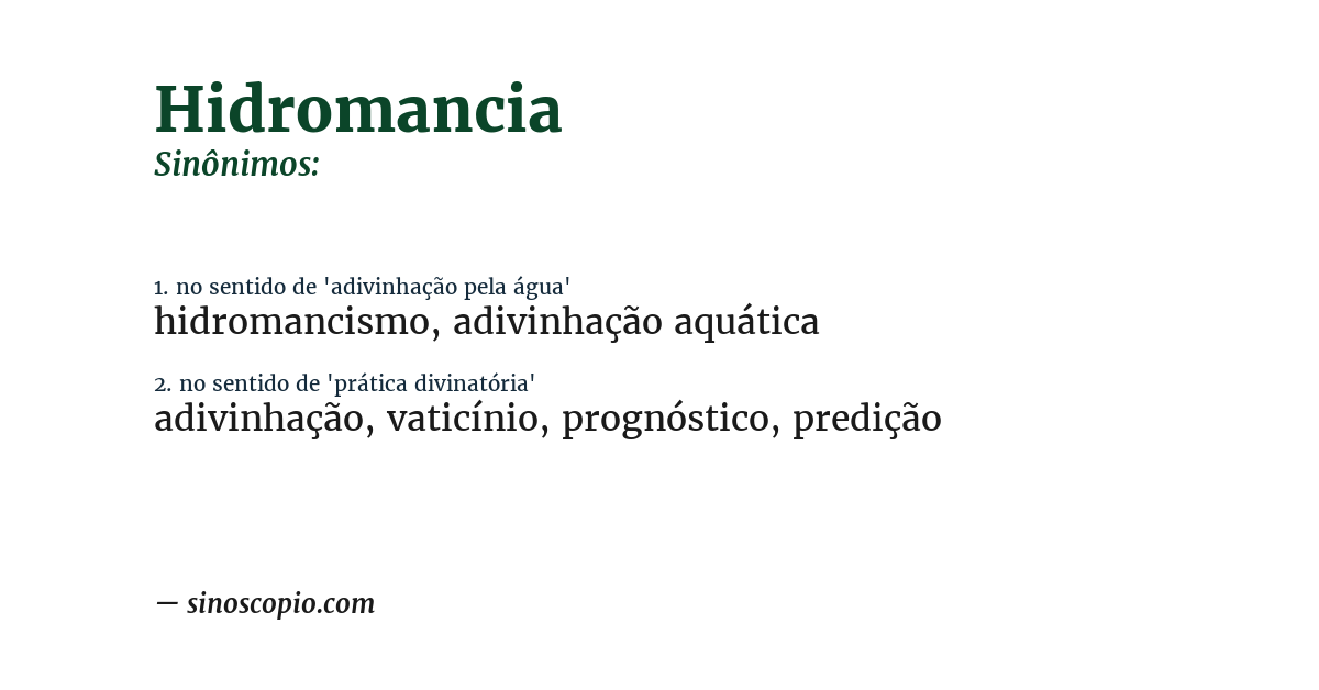 Sinônimo de hidromancia