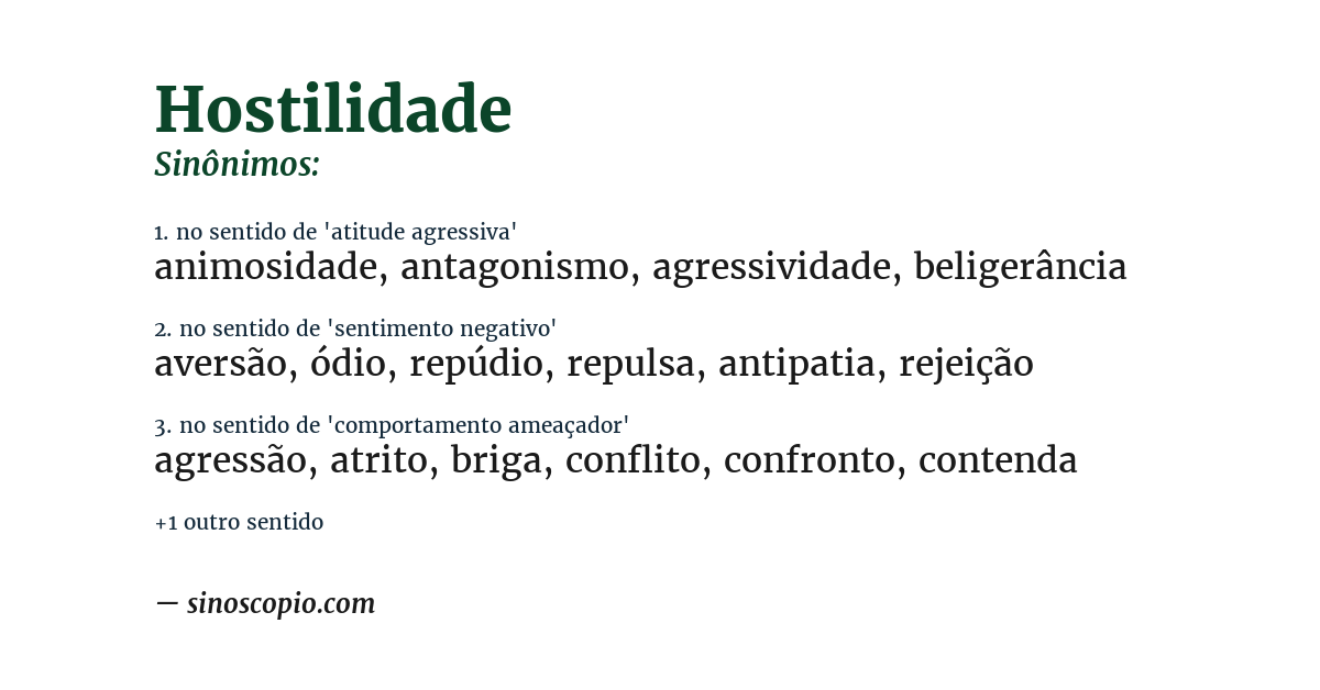 Sinônimo de hostilidade