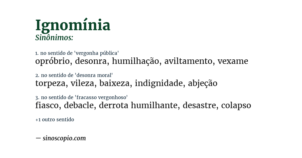 Sinônimo de ignomínia