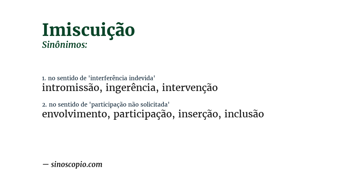 Sinônimo de imiscuição