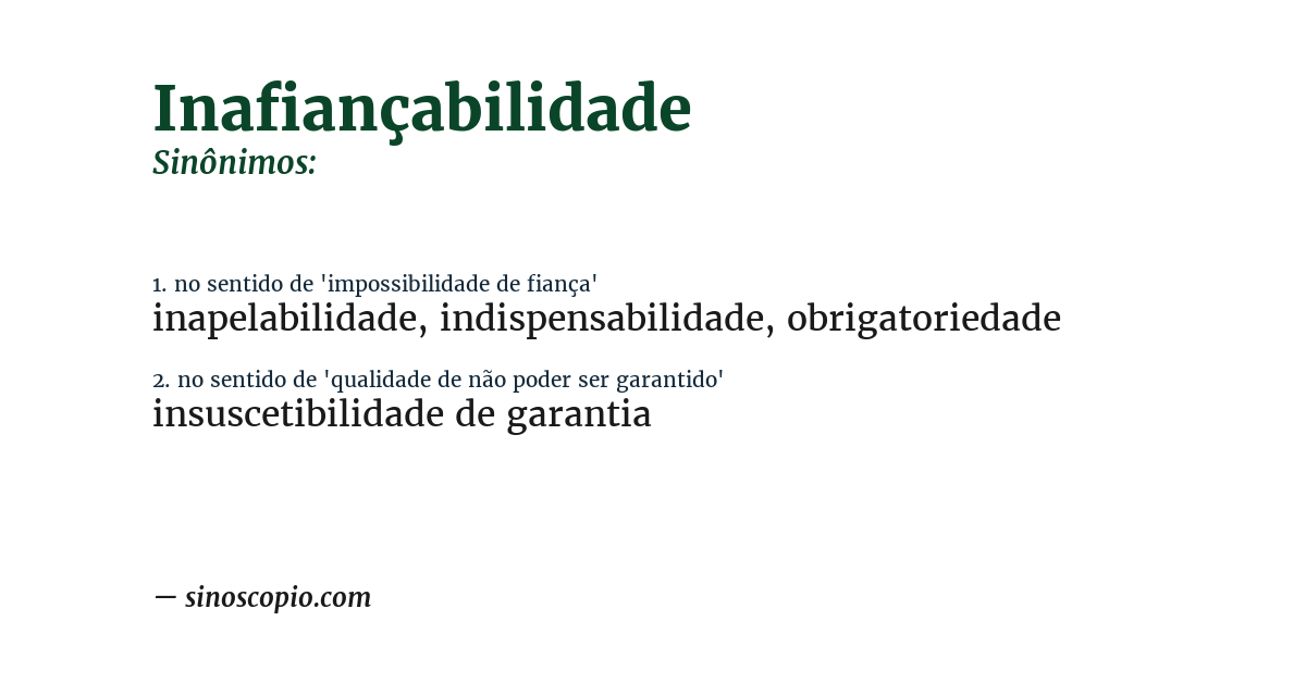 Sinônimo de inafiançabilidade