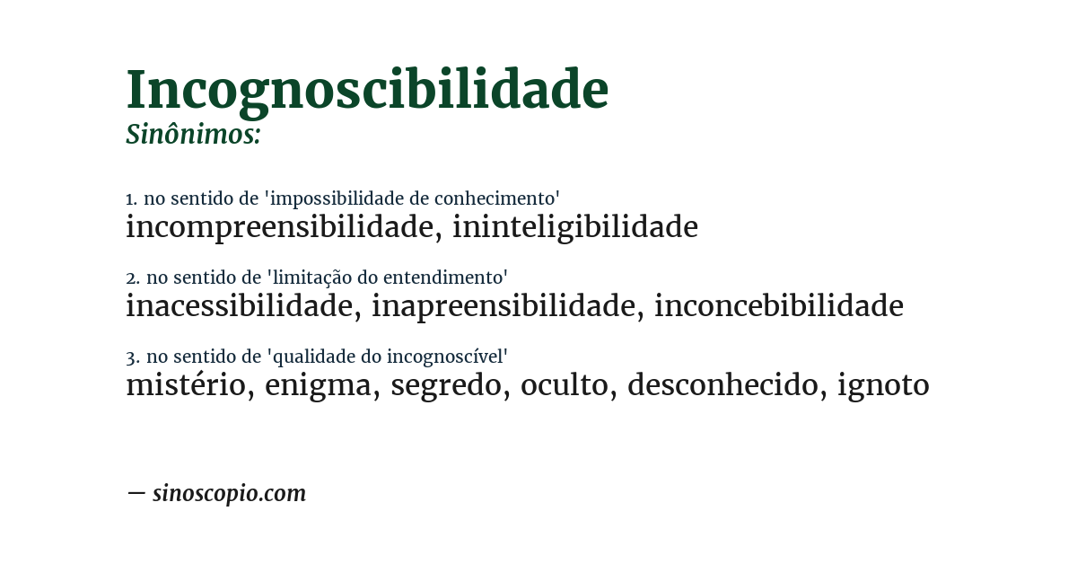 Sinônimo de incognoscibilidade