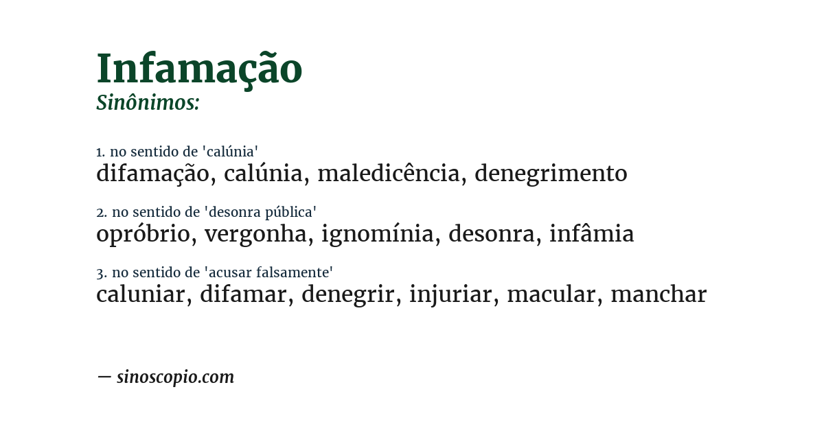 Sinônimo de infamação
