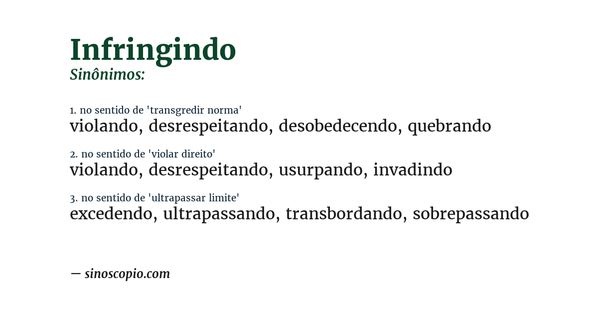 Sinônimo de infringindo