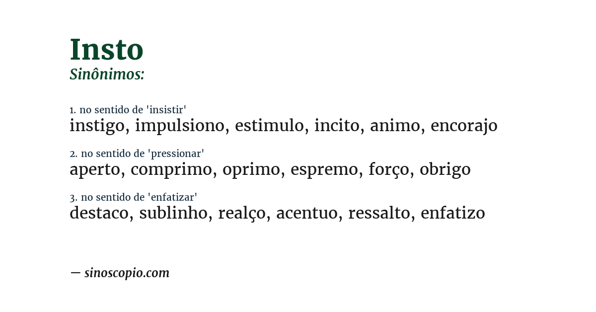 Sinônimo de insto