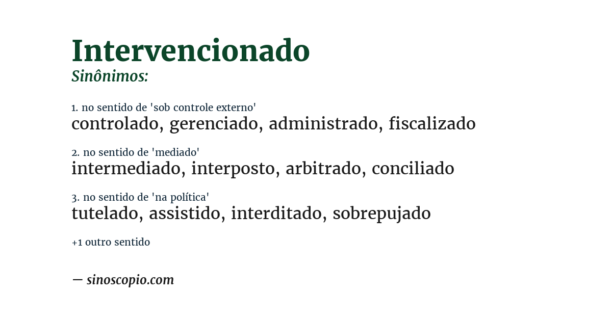 Sinônimo de intervencionado