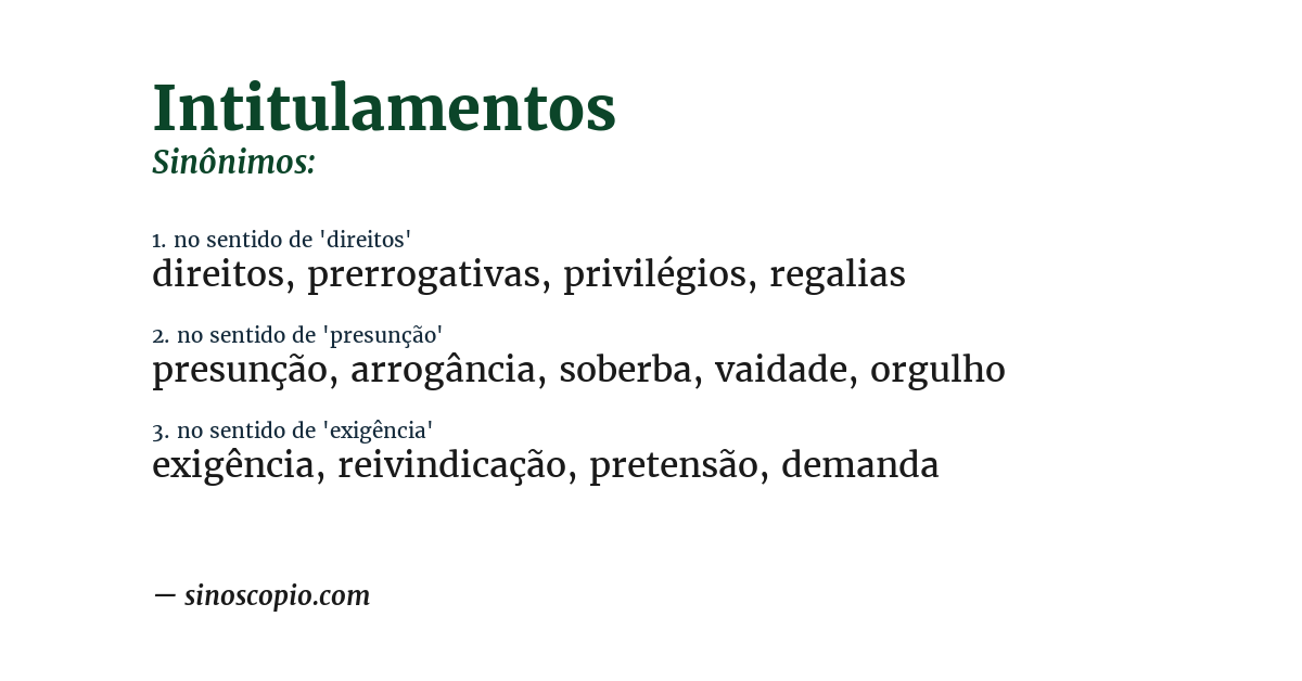 Sinônimo de intitulamentos