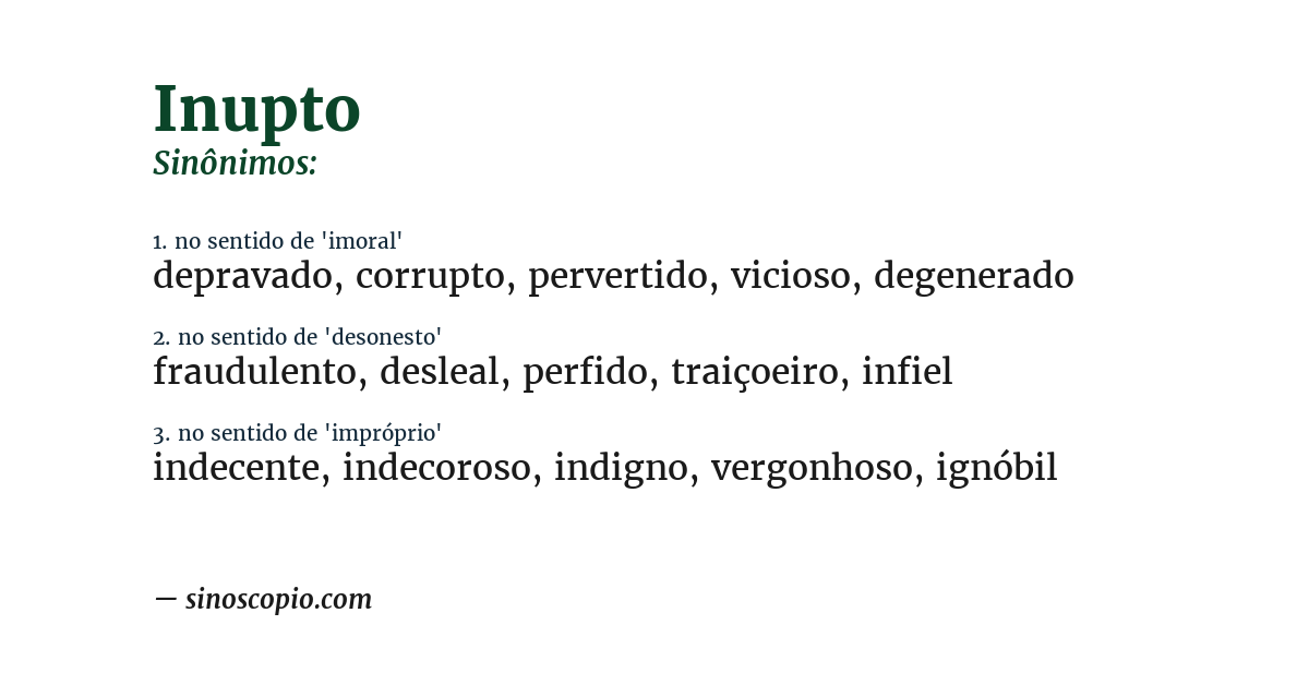 Sinônimo de inupto