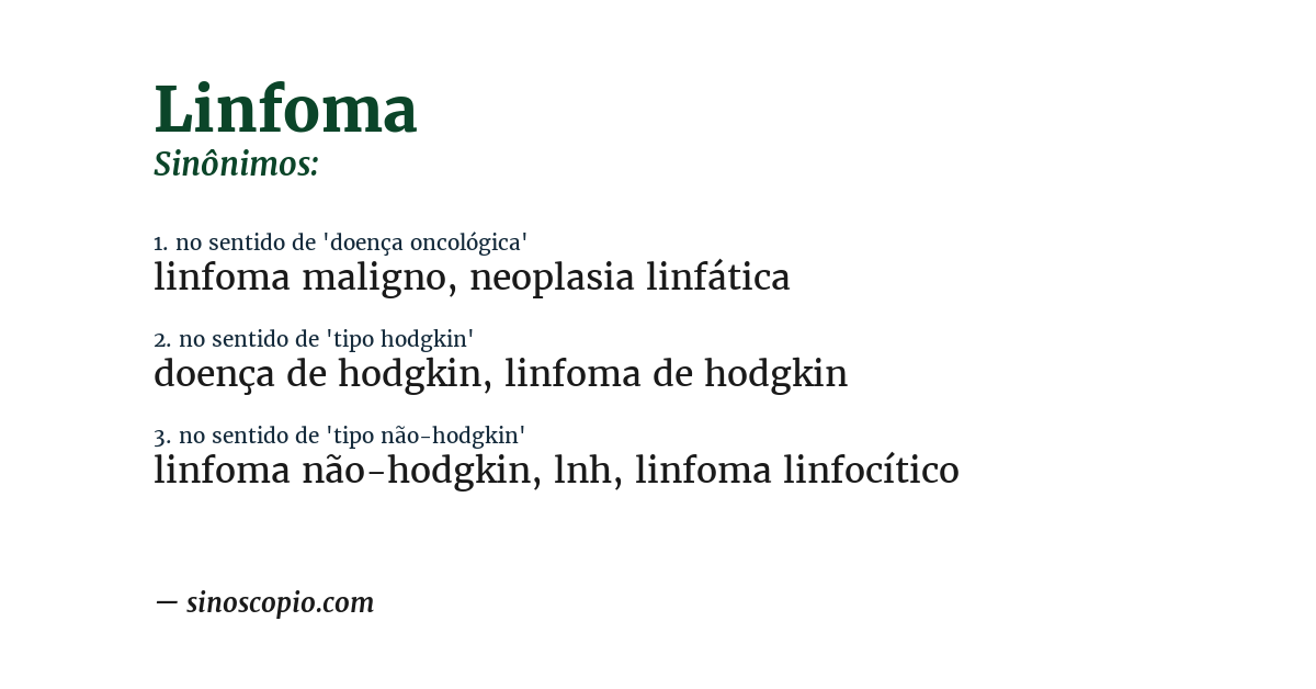 Sinônimo de linfoma