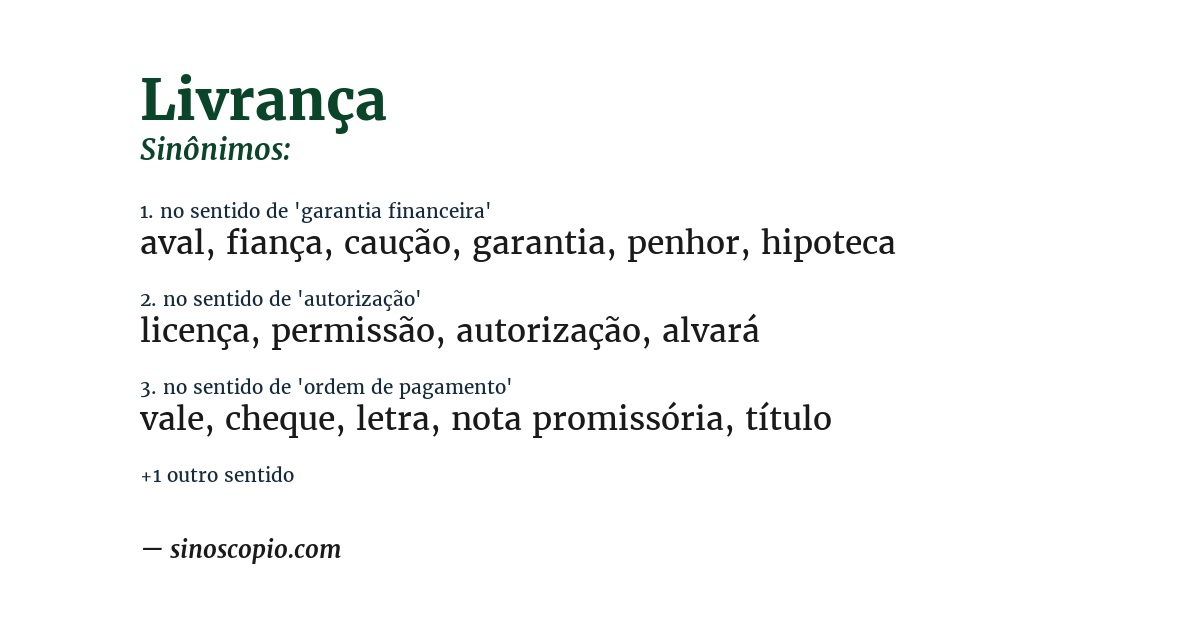 Sinônimo de livrança