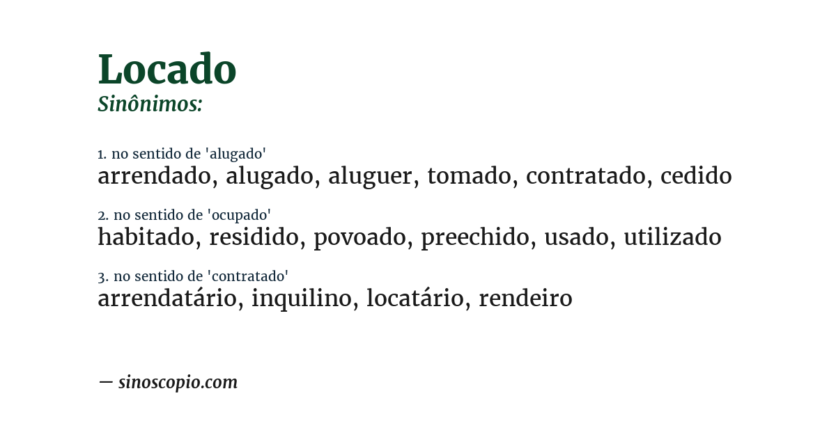 Sinônimo de locado