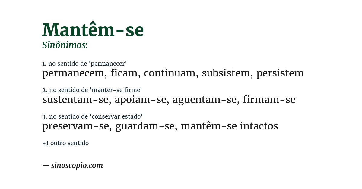 Sinônimo de mantêm-se