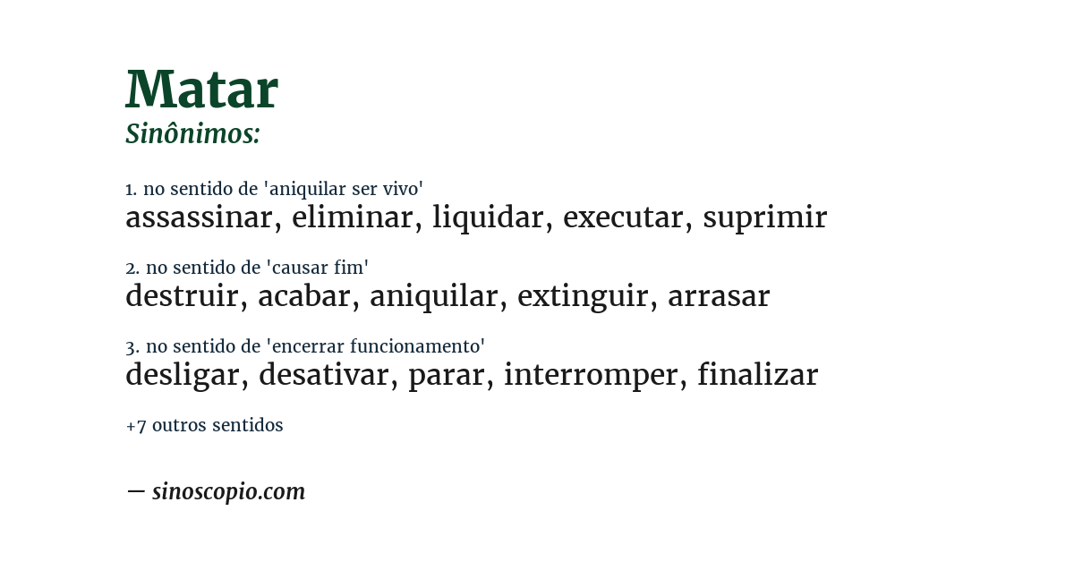 Sinônimo de matar