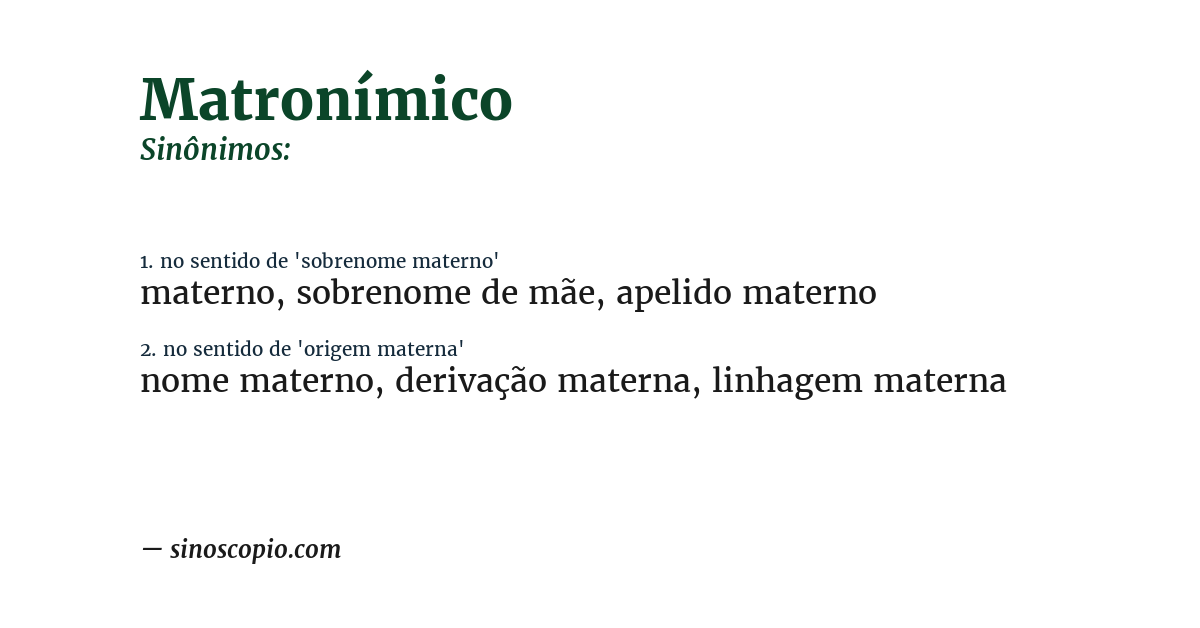 Sinônimo de matronímico