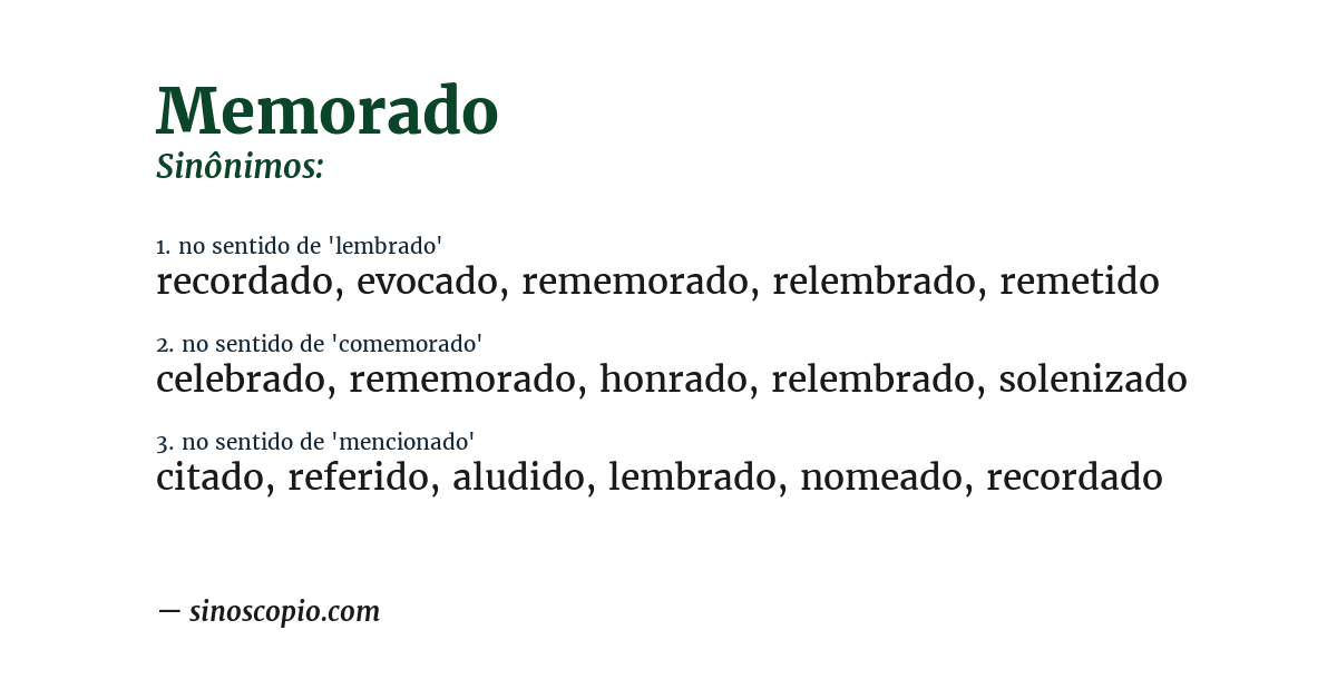 Sinônimo de memorado