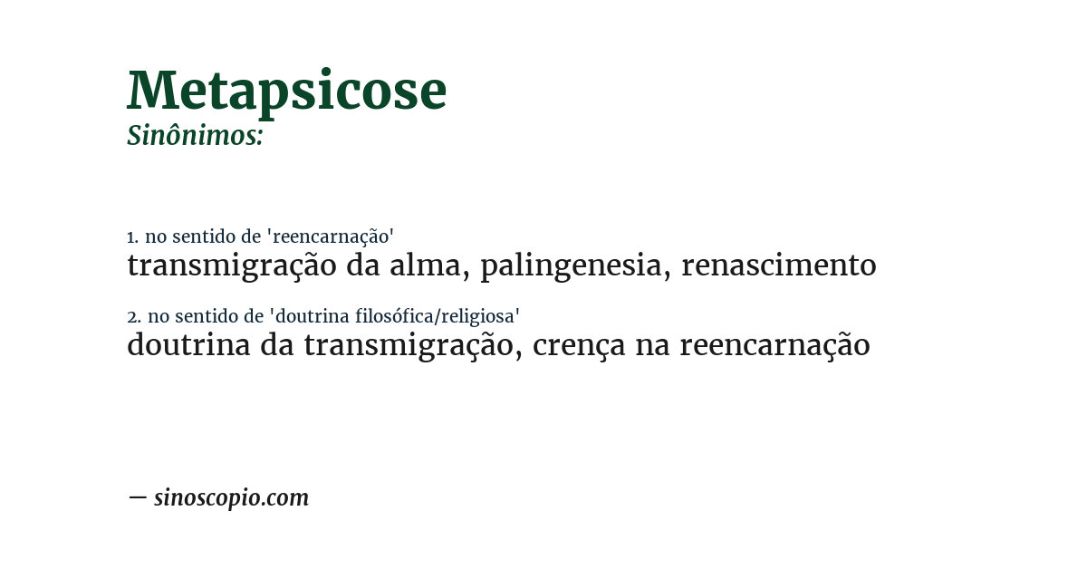 Sinônimo de metapsicose
