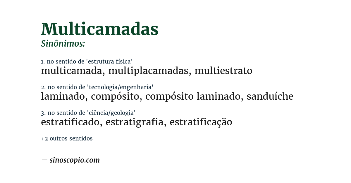 Sinônimo de multicamadas