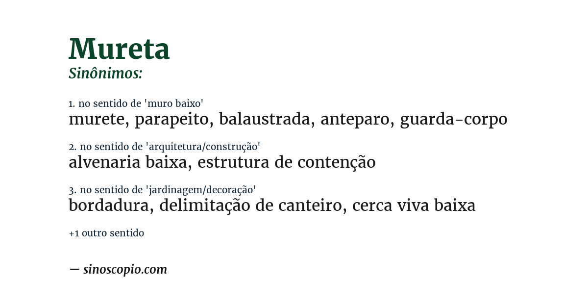 Sinônimo de mureta