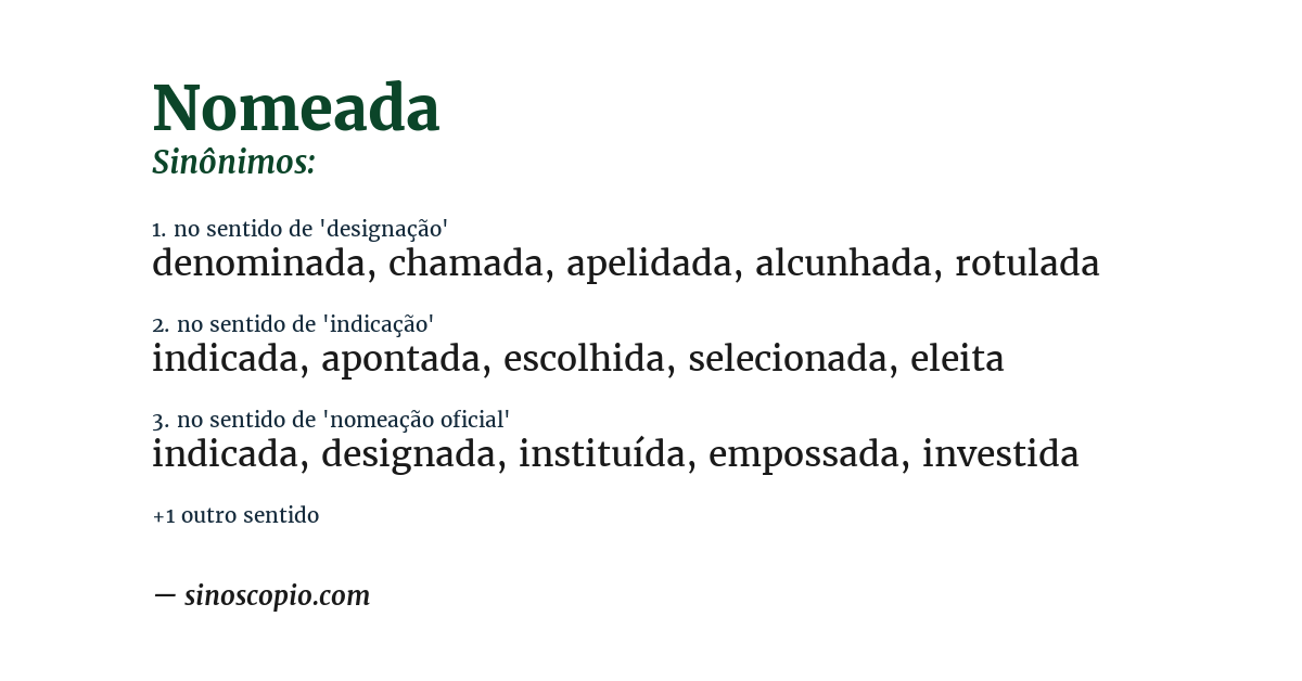 Sinônimo de nomeada
