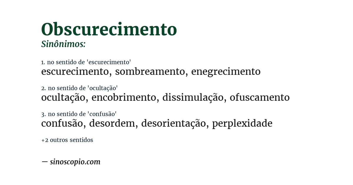 Sinônimo de obscurecimento