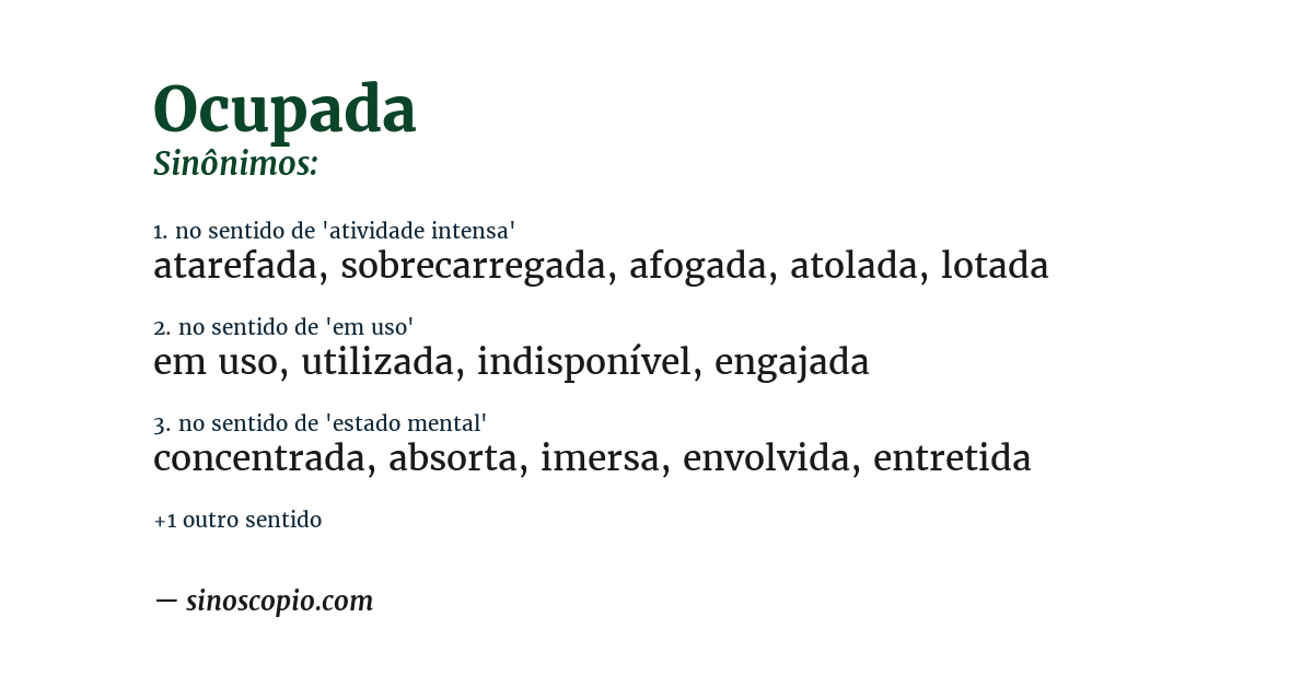 Sinônimo de ocupada