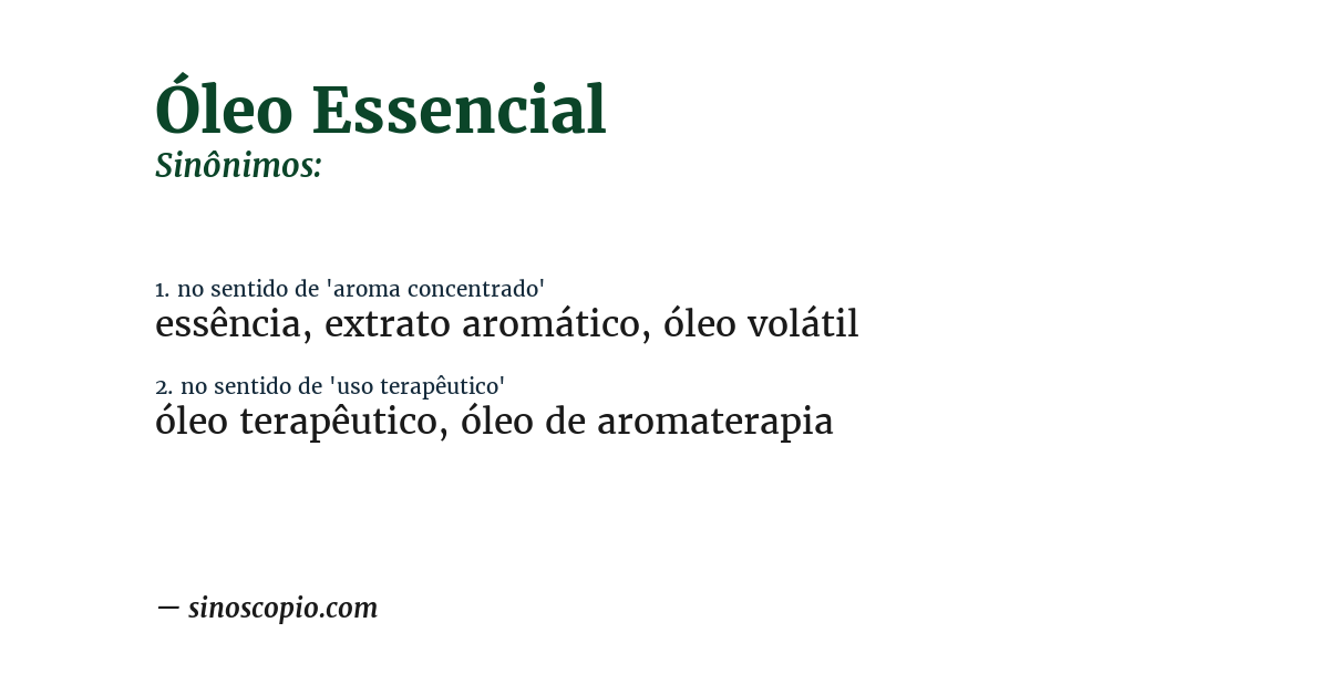 Sinônimo de óleo essencial