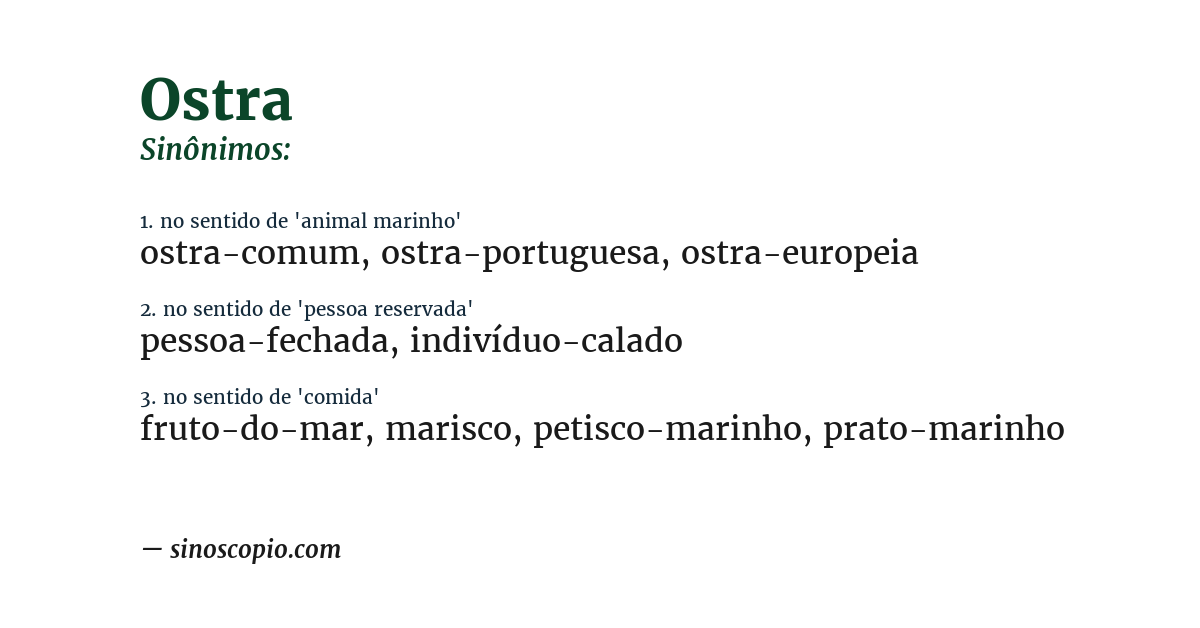 Sinônimo de ostra