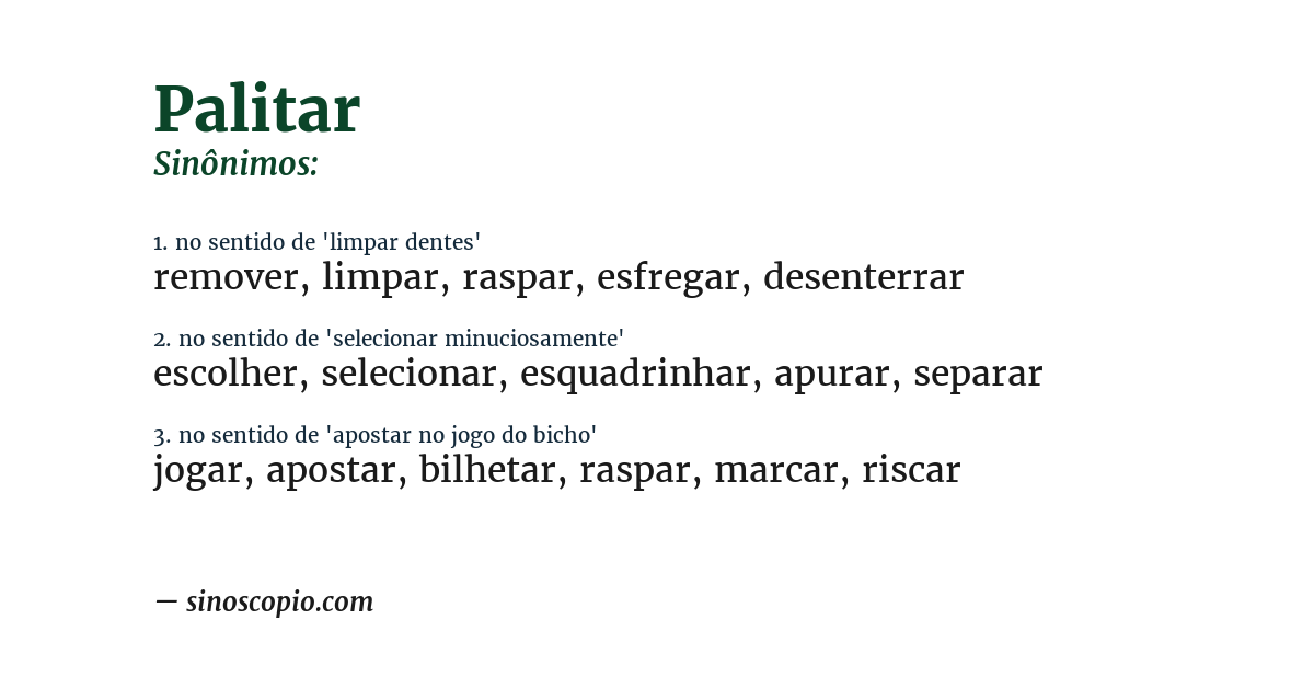 Sinônimo de palitar