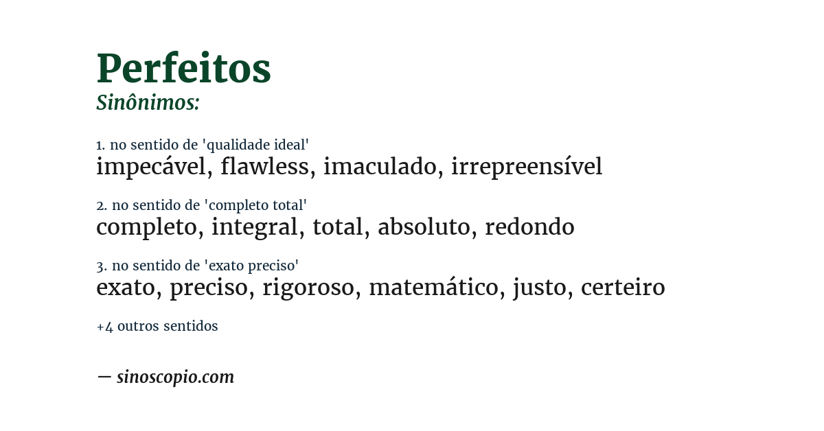 Sinônimo de perfeitos